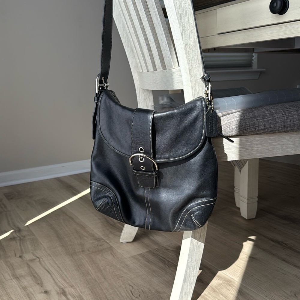 Coach Black Leather Soho Shoulder Bag with Silver Accents - Picture 3 of 12